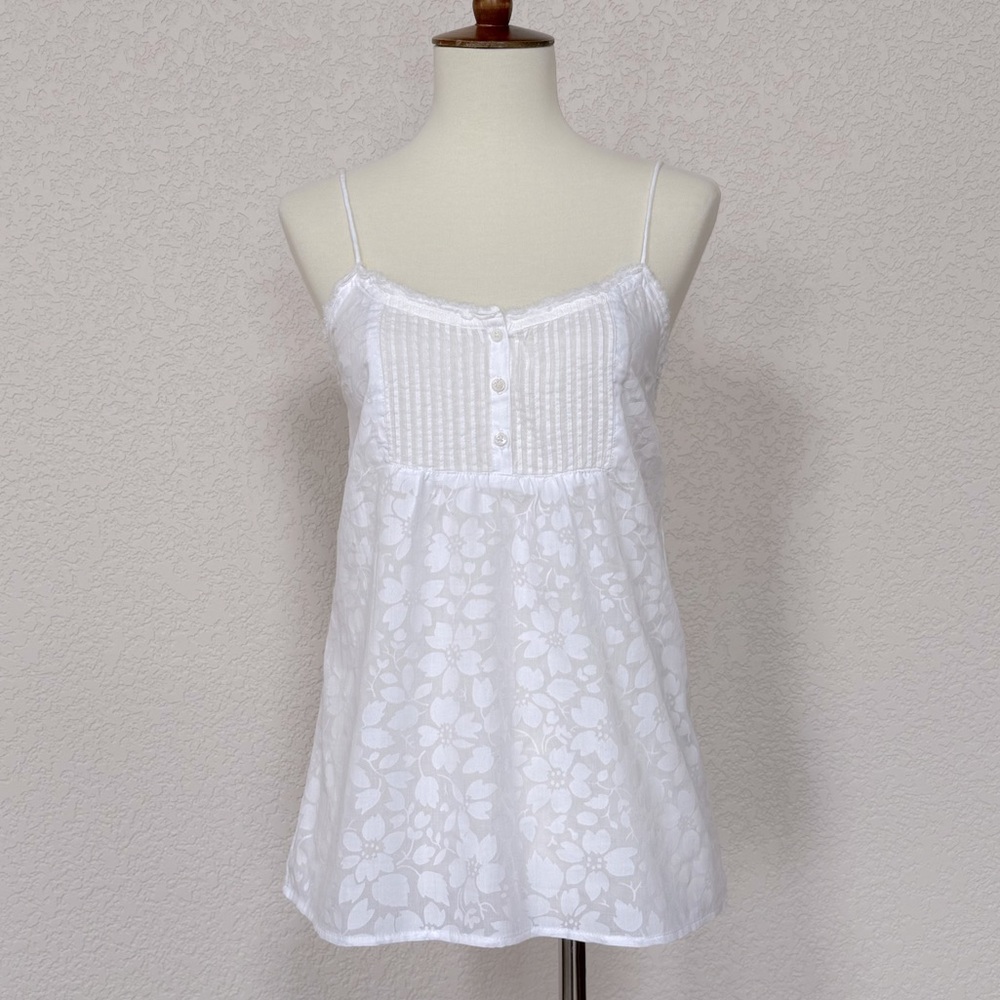NWT Abercrombie & Fitch white burnout floral camisole with front yolk